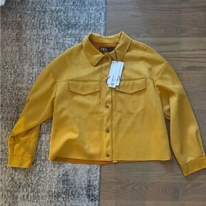 Zara faux suede yellow shacket